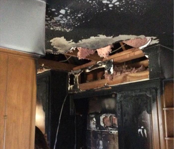 fire damaged kitchen ceiling