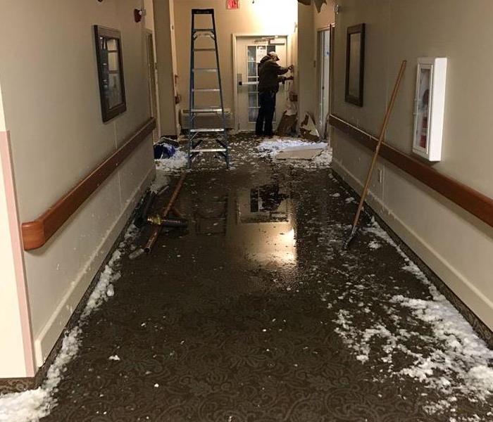 water flooded hallway
